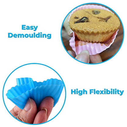 MAPPERZ Reusable & Washable Silicone Moulds Baking Cup Set Kitchen Baking Nonstick, Multicolor Tools for Muffins/Cupcake/Jelly/Cake