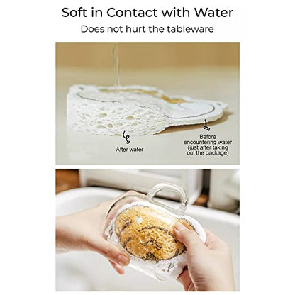 MAPPERZ Dish Cleaning Sponge Compressed Wood Pulp Cleaning Scrub Sponge with a Hang Rope, Household Cleaning Sponge, Lightweight Washing Dish Wipe for Kitchen, Bathroom , Random Design, Pack of 5