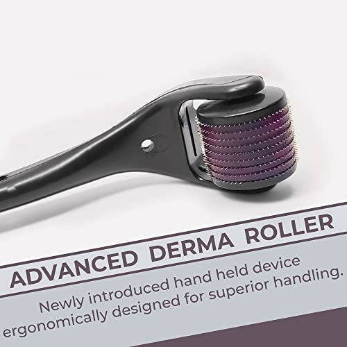 MAPPERZ derma roller 0.5mm for hair regrowth | needle roller for hair growth with 540 Titanium micro needles for Scalp, Face and Beard | Treats Acne, Scar, Skin Ageing, Stretchmarks | for men/women