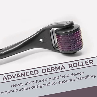 MAPPERZ derma roller 0.5mm for hair regrowth | needle roller for hair growth with 540 Titanium micro needles for Scalp, Face and Beard | Treats Acne, Scar, Skin Ageing, Stretchmarks | for men/women