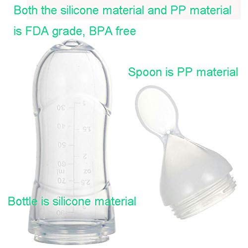 MAPPERZ Baby Feeder Silicon Baby Silicone Food Feeder Baby Squeeze Fruit Grade Silicone Feeder Bottle with Spoon Feeder for Baby Supplement Rice Cereal Milk Feeding Bottle Cup (Random)