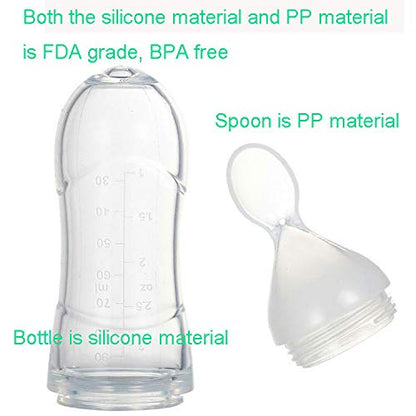 MAPPERZ Baby Feeder Silicon Baby Silicone Food Feeder Baby Squeeze Fruit Grade Silicone Feeder Bottle with Spoon Feeder for Baby Supplement Rice Cereal Milk Feeding Bottle Cup (Random)