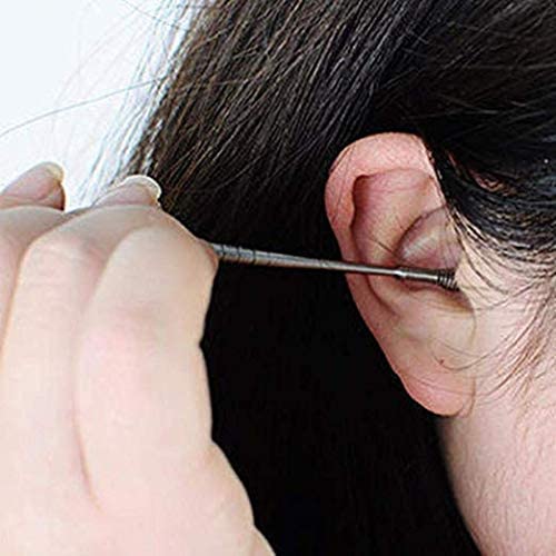 MAPPERZ ear cleaning tool/ear wax cleaner/Ear Scoop Picking Tool Stainless Steel / 6 Piece Ear Cleaner Tool/Ear Curette Safety Cleaner with Brush and Storage Box - Set of 6 (Silver)