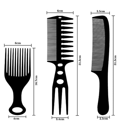 MAPPERZ Professional Multipurpose Hair Comb Set of 6 Pcs, Hairbrush Salon Styling Tools for Hair Cutting and Styling Barber Comb Kit for Men and Women Wet, Dry, Curly and Straight Hair, Black Color