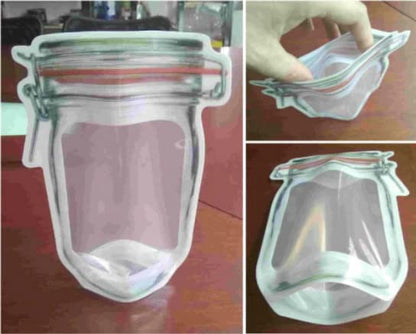 MAPPERZ 1 Pc Mason Jar Bottles Bags/Jar Pouch for Food Storage Bag Jar Pouch for Fridge Ziplock Bags/Reusable Airtight Seal Storage Bags Leakproof Food Saver Bags for Picnic - 500 ML