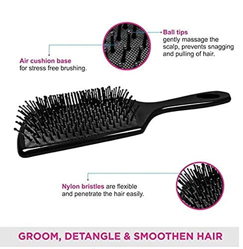 MAPPERZ Hair Straightener Brush/ Large Square Air Cushion Detangle Paddle Brush with Ball Tip Bristles For Professional Hair Styling and Cutting/ Men and Women