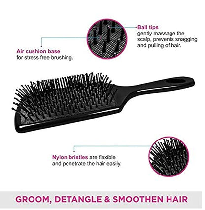 MAPPERZ Hair Straightener Brush/ Large Square Air Cushion Detangle Paddle Brush with Ball Tip Bristles For Professional Hair Styling and Cutting/ Men and Women