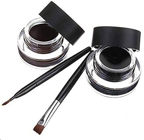 MAPPERZ 2 in One Gel Eye Liner/Music Flower Long Lasting Gel Eyeliner/Kajal Black & Brown 24 HR