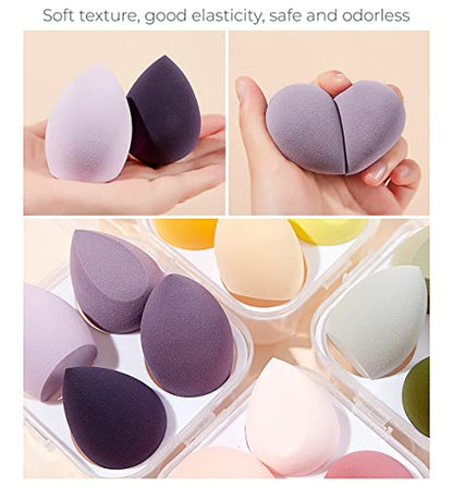 MAPPERZ Beauty Blender Sponge Set With Storage Box Makeup Sponge Puff For Foundation Blender with Egg Case and 1 Holder Flawless for Cream Powder and Liquid (8PCS, Green)