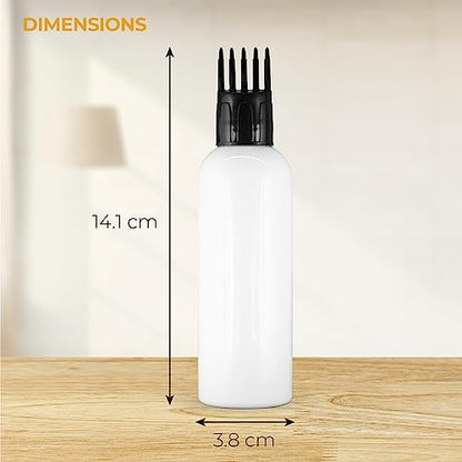 MAPPERZ Root Comb Applicator Empty Cylindrical Bottle, Ounce Applicator Bottle for Hair Oil Shampoo Medicine & Dye Bottle Applicator Brush Bottle, for Hair Root Comb Transparent Applicator,White, 1PC