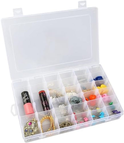 MAPPERZ Clear Transparent Plastic Organizer Box with Adjustable Compartment Dividers Jewlery Storage Rock Collection Box for Fishing Tackles Washi Tapes Multipurpose Plastic Storage Box