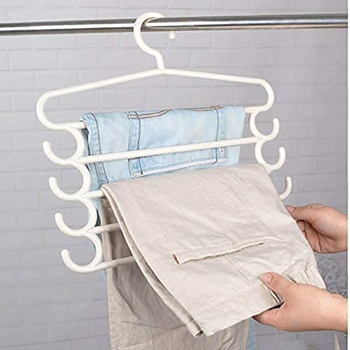 Mapperz Hanger | 5 Layer Heavy Duty Multipurpose Hanger with Extra Side Hooks for Dupatta,Tie Cloth Rack Multilayer Storage Scarf Tie Rack Hanger(Multicolor) (Multi Color, 4)