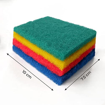 MAPPERZ Multipurpose Scratch Proof Kitchen Utensil Scrubber Pad/Scrubbing Pads for Dishwashing, Bathroom and Toilet Washing, Floor Cleaning - Pack of 4 (Multicolor)