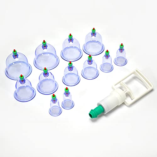 MAPPERZ Cupping Set Professional Chinese Acupoint Cupping Therapy Sets Portable, Suction Hijama Cupping Set with Vacuum Cupping Pump Cellulite Cupping Massage Kit,Pack Of 12-Cup