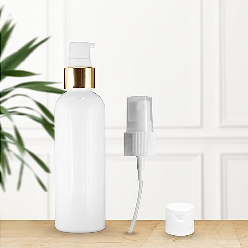 MAPPERZ 1 Cylindrical Shape Bottle Durable Refillable Containers With 1 Pump Bottles Dispenser, 1 Spray Atomizer And Filp Top Cap, Perfume, Liquids, Shampoo, Body Soap, Lotion, Cream, White