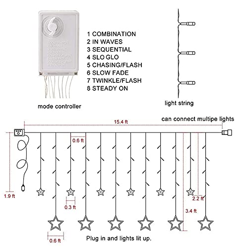 MAPPERZ Led Serial String Lights for Home Decore Copper Wire 12 Stars 138 led Lights for Birthday Festive Decore