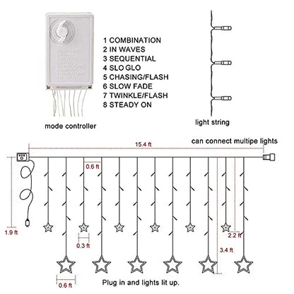 MAPPERZ Led Serial String Lights for Home Decore Copper Wire 12 Stars 138 led Lights for Birthday Festive Decore