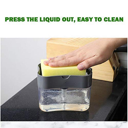 MAPPERZ 2 in 1 Soap Dispenser for Kitchen/ Dishwasher Liquid Holder/ Liquid Dispenser Through Pump with Sponge - 400ML