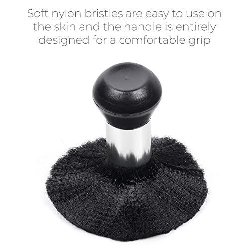 MAPPERZ Professional Hairdressing Stylist Barbers Salon Large Soft Hairbrush Hair Cutting Neck Face Duster Brush with Plastic Handle Grip for Brushing Off Hair - Black