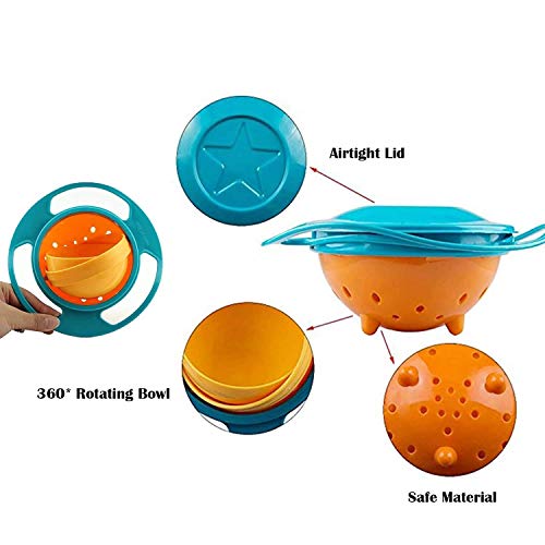 MAPPERZ 1 Pc No Spill Gyro Bowl for Baby and Kids, 360 Degree Rotation Spill Proof Food Bowl/for Baby and Kids - Multicolor