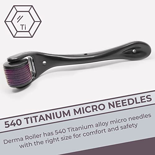 MAPPERZ derma roller 0.5mm for hair regrowth | needle roller for hair growth with 540 Titanium micro needles for Scalp, Face and Beard | Treats Acne, Scar, Skin Ageing, Stretchmarks | for men/women