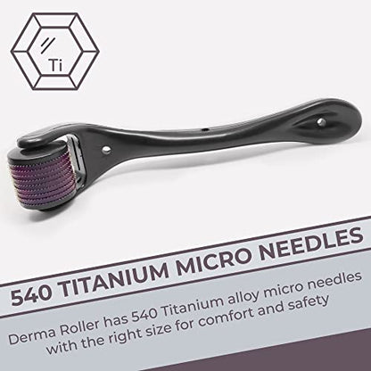 MAPPERZ derma roller 0.5mm for hair regrowth | needle roller for hair growth with 540 Titanium micro needles for Scalp, Face and Beard | Treats Acne, Scar, Skin Ageing, Stretchmarks | for men/women