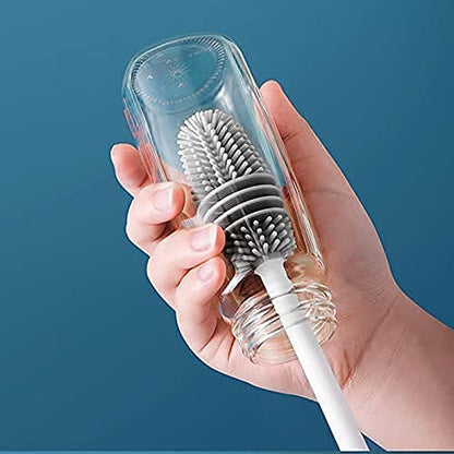 MAPPERZ Long Handle Bottle Cleaner Brush Silicone Brush for Bottle Washing, Baby Bottle Brush Cleaner - Multicolor (Pack of 1)