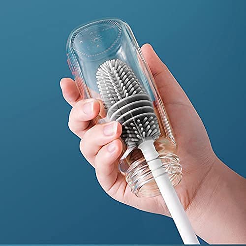 MAPPERZ Long Handle Bottle Cleaner Brush Silicone Brush for Bottle Washing, Baby Bottle Brush Cleaner - Multicolor (Pack of 1)