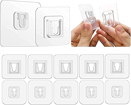 MAPPERZ Double-Sided Adhesive Wall Hooks- Wall-Sticking Hooks Without Punching and Nails, Waterproof and Oil-Proof, Heavy-Duty Self-Adhesive Hooks for Bathroom and Kitchen- Pack of 10
