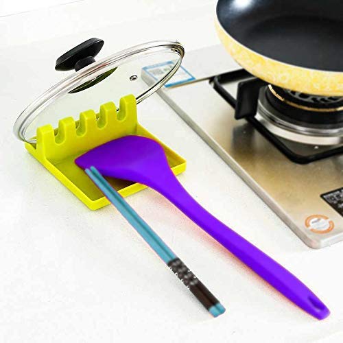 MAPPERZ Plastic Spatula Holder Storage Rack for Kitchen/ Rests Mat Stand Heat Resistant Cooking Spatula Holder Tray/ Gadget Cutlery Kitchen Rack - Green