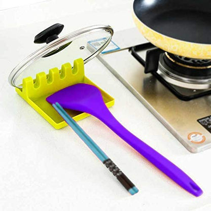MAPPERZ Plastic Spatula Holder Storage Rack for Kitchen/ Rests Mat Stand Heat Resistant Cooking Spatula Holder Tray/ Gadget Cutlery Kitchen Rack - Green