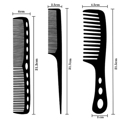 MAPPERZ Professional Multipurpose Hair Comb Set of 6 Pcs, Hairbrush Salon Styling Tools for Hair Cutting and Styling Barber Comb Kit for Men and Women Wet, Dry, Curly and Straight Hair, Black Color