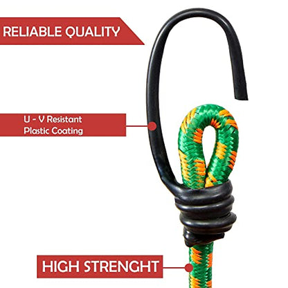MAPPERZ Multipurpose Flexible Stretchable Elastic Bungee Rope with Metal Hooks/Tying Behind Bikes/Luggage Strap - Pack of 1, Multicolor