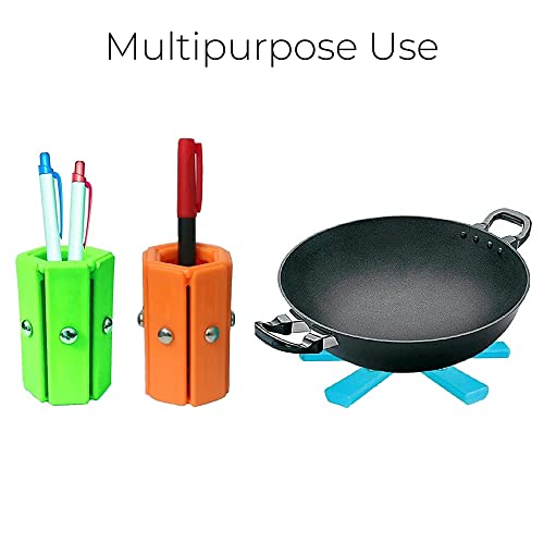 MAPPERZ Hot Pot Tableware Mat Compact, Non Slip, Foldable, Heat Resistant, PVC Insulated Flower Shaped Anti-Slip Pan Coaster