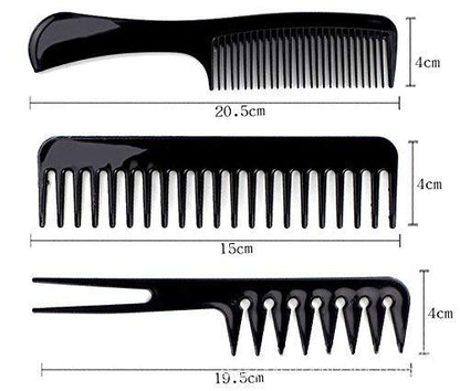 MAPPERZ Multipurpose Professional Hair Comb Set/ Kangi Set Hair brush for Hair Cutting and Styling - Pack of 10 (Black)