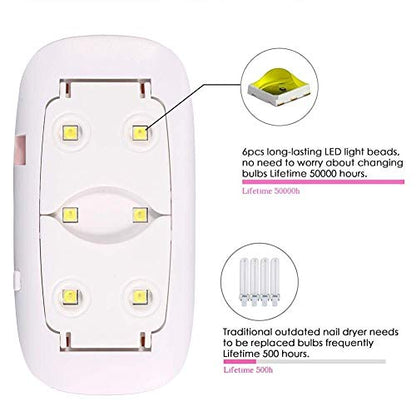 MAPPERZ UV Nail Polish Dryer 6W Foldable Nail Curing LED Lamp Portable Light For All Kind Of Nail Paints (MultiColor)