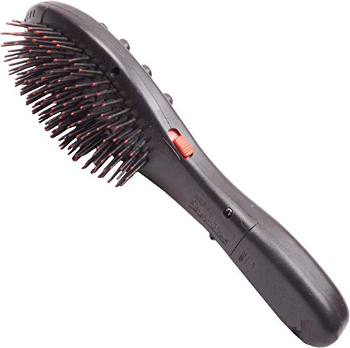 MAPPERZ Combo Electric Megnetic Head Massager Comb Hair Brush For Scalp Blood Circulation Treatment with Double Speed in Vibration Treatment Machine For Healthy Hairs Scalp Battery Operated (Black)