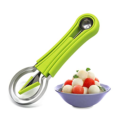 MAPPERZ Fruite Baller Scoop Set,Professional 4 in 1 Stainless Steel Watermelon Cutter Fruit Carving Tools Set,Fruit Scooper Seed Remover Watermelon Knife for Dig Pulp Separator Fruit Slicer, 1 Set