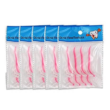 MAPPERZ Oral Care 3 in 1 Tooth Cleaning Dental Floss Toothpicks Plastic Set for Fresh Breath and Healthy Gums- 20 Piece (White) (Pack of 5)