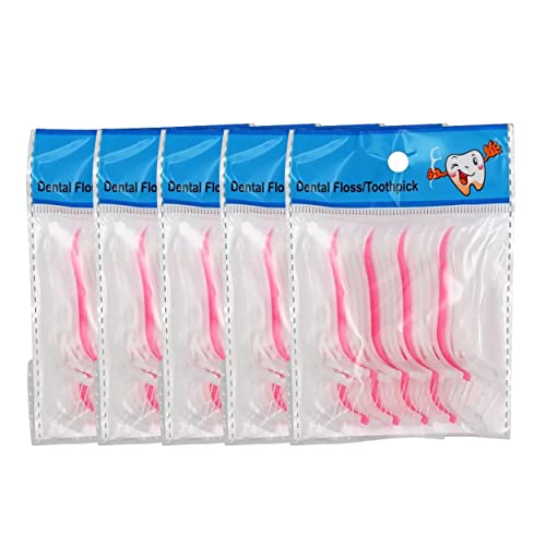 MAPPERZ Oral Care 3 in 1 Tooth Cleaning Dental Floss Toothpicks Plastic Set for Fresh Breath and Healthy Gums- 20 Piece (White) (Pack of 5)