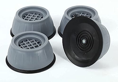 MAPPERZ Washer Dryer Anti Vibration Pads with Suction Cup Feet, Fridge Washing Machine Leveling Support Feet Anti Walk Pads Shock Absorber Noise Cancelling Furniture Lifting Base (4 Piece)(Round, Grey, Big Size)