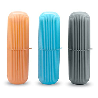 MAPPERZ Capsule Shape Travel Toothbrush Toothpaste Case Holder Portable Toothbrush Storage Plastic Toothbrush Holder - Multicolor (3)