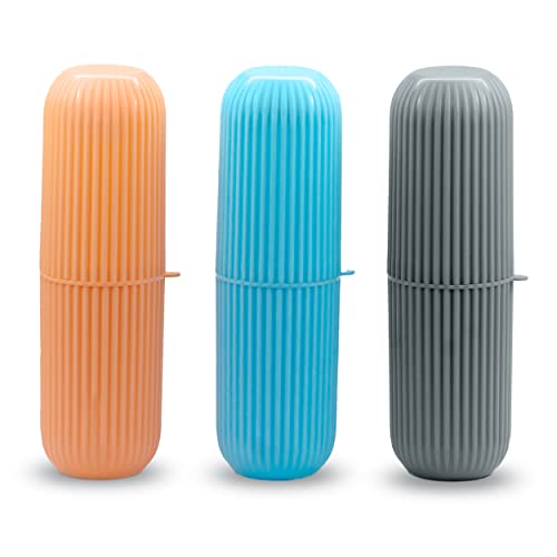 MAPPERZ Capsule Shape Travel Toothbrush Toothpaste Case Holder Portable Toothbrush Storage Plastic Toothbrush Holder - Multicolor (3)