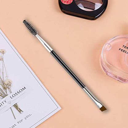 MAPPERZ Dual Ended Flat Detail Brush PRECISION Flat Thin Concealer brush Flat Definer Brush Firm for Shaping Blending Contouring Brows with spoolies for Precise eyebrow Eyeliner eyelash Spiral Brush-1