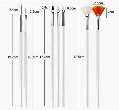 Mapperz Nail Painting Brushes/Drawing Pen/Nail Art Design Painting Tool Pen Polish Nail Brush | Acrylic Nail Art Design Painting Tool Pen Polish White Nail Brush Set-15 (pack of 1)