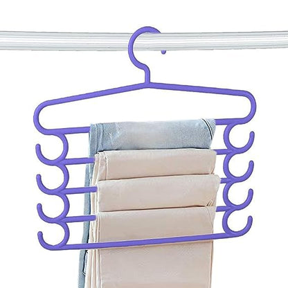 Mapperz Hanger | 5 Layer Heavy Duty Multipurpose Hanger with Extra Side Hooks for Dupatta,Tie Cloth Rack Multilayer Storage Scarf Tie Rack Hanger(Multicolor) (Multi Color, 4)