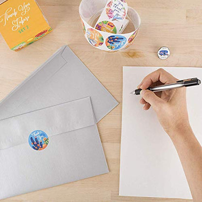 MAPPERZ Thank You Floral Stickers 500 Pcs Floral Paper Reward Stickers Labels Roll for Business Shopping Bags and Gift Bags