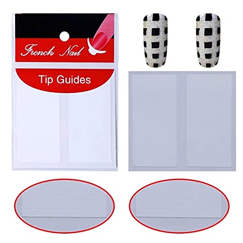 Mapperz DIY French Tip Guide Manicure Nail Art Decorations Plaid Form Fringe Sticker Stencil (Pack of 2)