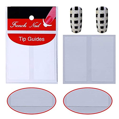 Mapperz DIY French Tip Guide Manicure Nail Art Decorations Plaid Form Fringe Sticker Stencil (Pack of 2)