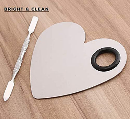 Mapperz Stainless Steel Womens Professional Cosmetic Makeup Mixing Plate with Spatula Tool